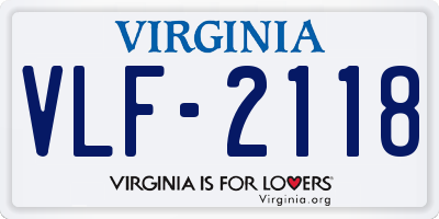 VA license plate VLF2118