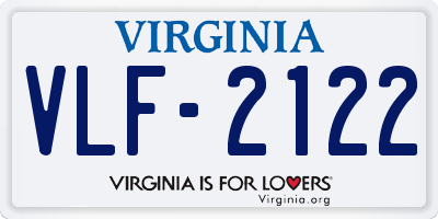 VA license plate VLF2122
