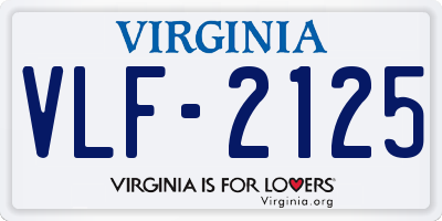 VA license plate VLF2125