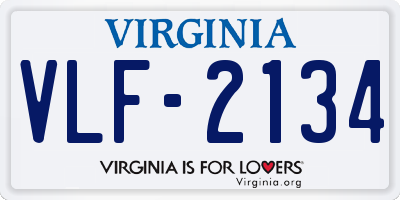 VA license plate VLF2134