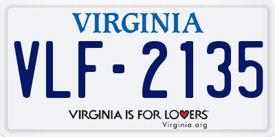 VA license plate VLF2135