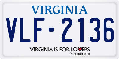 VA license plate VLF2136