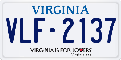 VA license plate VLF2137