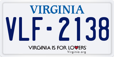 VA license plate VLF2138