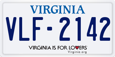 VA license plate VLF2142