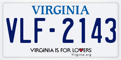 VA license plate VLF2143