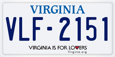 VA license plate VLF2151