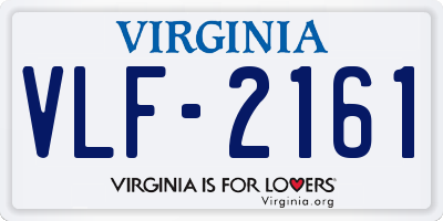VA license plate VLF2161