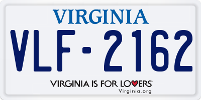VA license plate VLF2162