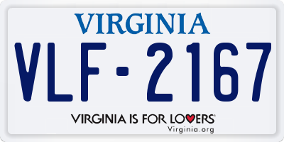 VA license plate VLF2167