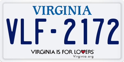VA license plate VLF2172