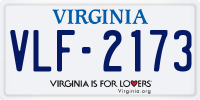 VA license plate VLF2173