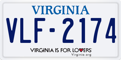 VA license plate VLF2174