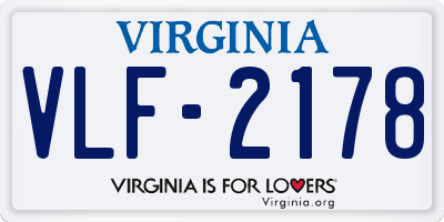 VA license plate VLF2178