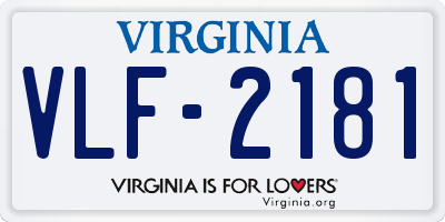 VA license plate VLF2181