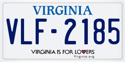 VA license plate VLF2185
