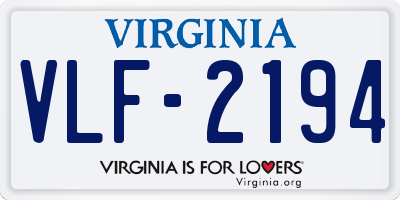 VA license plate VLF2194