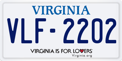 VA license plate VLF2202