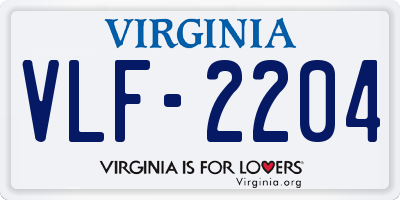 VA license plate VLF2204