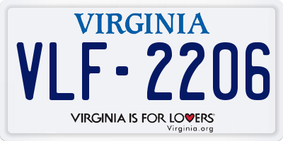 VA license plate VLF2206