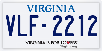 VA license plate VLF2212