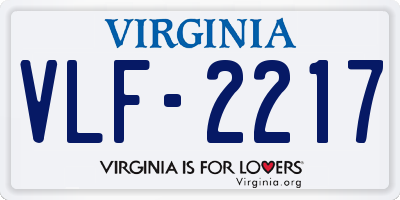 VA license plate VLF2217