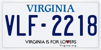 VA license plate VLF2218