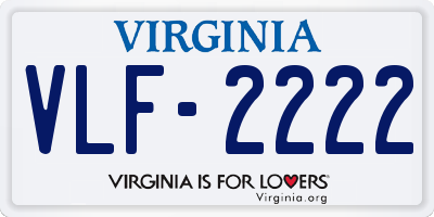 VA license plate VLF2222