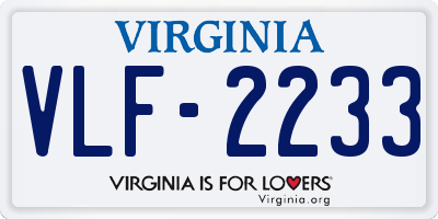 VA license plate VLF2233