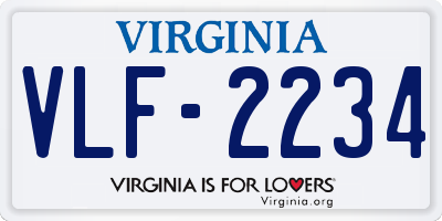 VA license plate VLF2234