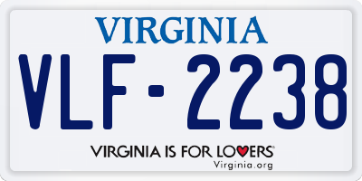 VA license plate VLF2238