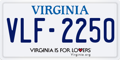 VA license plate VLF2250