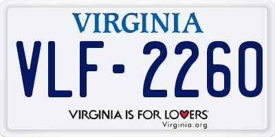 VA license plate VLF2260