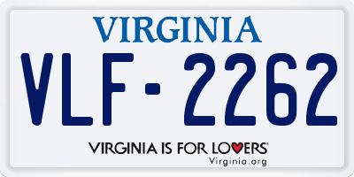 VA license plate VLF2262