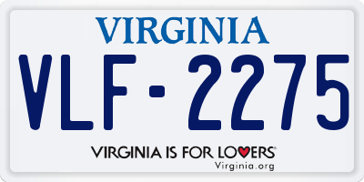 VA license plate VLF2275