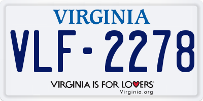 VA license plate VLF2278