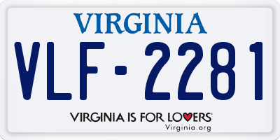 VA license plate VLF2281