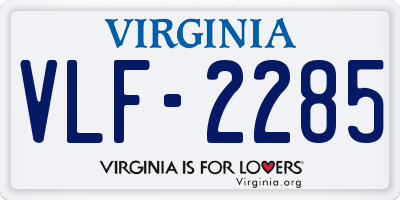 VA license plate VLF2285