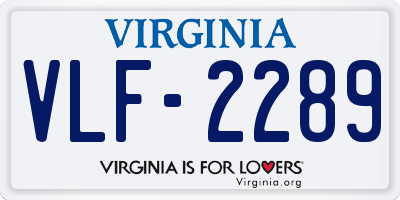 VA license plate VLF2289