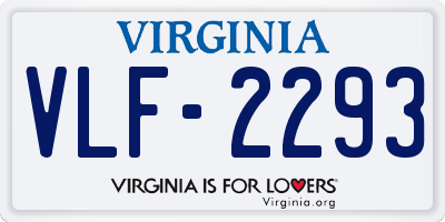 VA license plate VLF2293