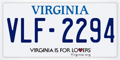 VA license plate VLF2294