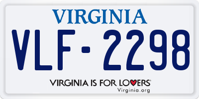 VA license plate VLF2298