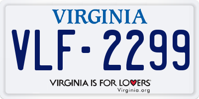 VA license plate VLF2299