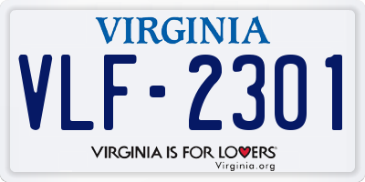 VA license plate VLF2301