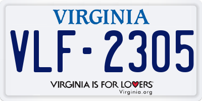 VA license plate VLF2305