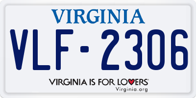 VA license plate VLF2306