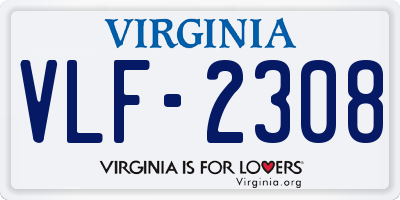 VA license plate VLF2308