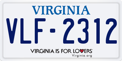 VA license plate VLF2312