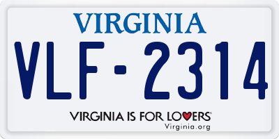VA license plate VLF2314