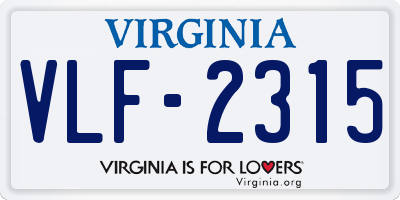 VA license plate VLF2315